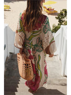 Vestido Feminino Longo Estampado Decote V Atena