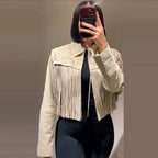 Casaco Curto Casual Retro Com Miçangas Cissi