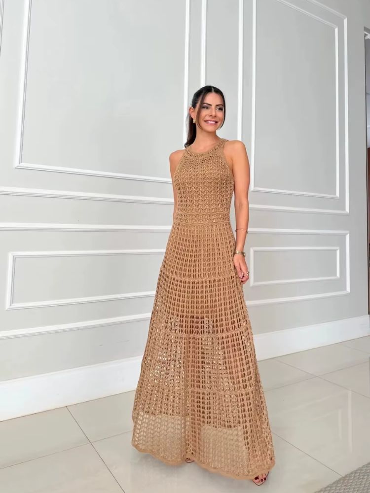 Vestidos Feminino malha vazada Anastacia